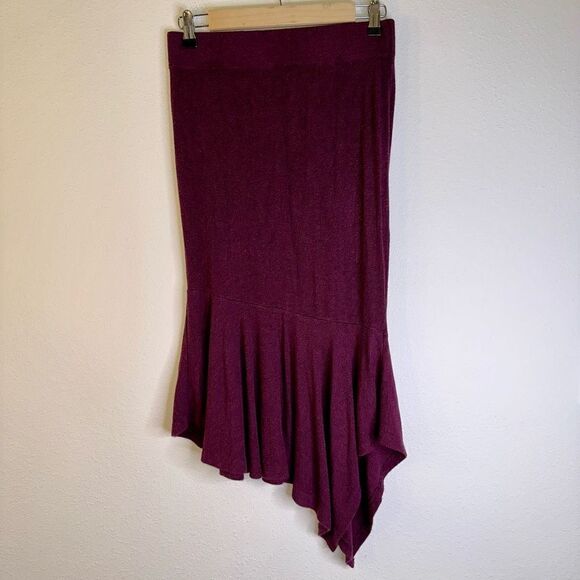 Summer & Sage Women’s M Purple 95% Modal Asymmetric Hem Bodycon Midi Skirt - Picture 11 of 11